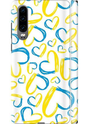 Чехол 3d пластиковый матовый патриотический на телефон huawei p30 сердца ua "5292m-1622-58250"