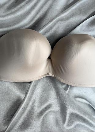 Бежевий брендовий бюстик без бретелей 85d