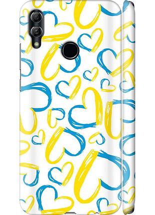 Чехол 3d пластиковый матовый патриотический на телефон huawei honor 10 lite сердца ua "5292m-1618-58250"