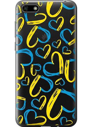 Чохол 2d пластиковий патріотичний на телефон huawei honor 7a серця ua "5292t-1805-58250"