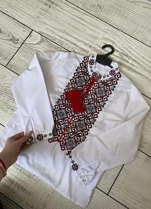 Вишиванка та сірі штани