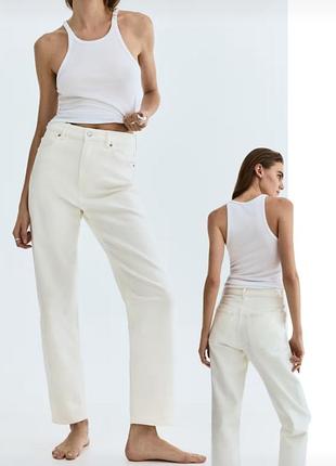Джинсы белые-молочные мом
