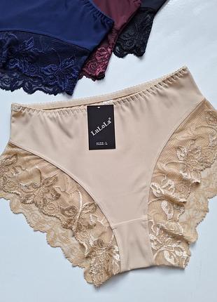 Женские трусы с кружевом 48 50 52 размер l xl xxl синие бордо черные бежевые