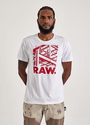 Чоловіча футболка g-star raw construction tee d24685-c506-110 — біла, бавовна, принт. оригінал.