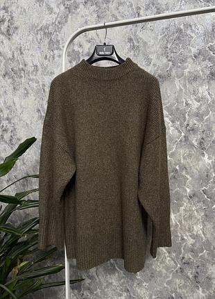 Светр подовжений коричневий вʼязаний светр zara s
