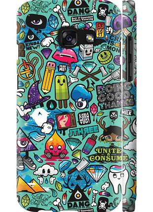 Чехол 3d пластиковый матовый на телефон samsung galaxy a3 (2017) стикер бомбинг 1 "693m-443-58250"