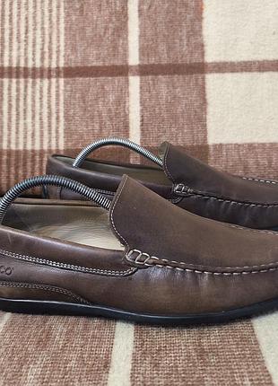 Мужские кожаные туфли мокасиины ecco