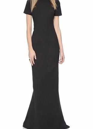 Длинное черное атласное платье макси