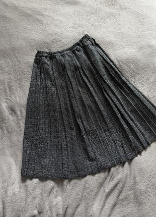 Довга сіра плісирована спідниця міді класична максі спідниця меданжева гофре