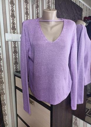 Светр жіночий в'язаний бузкового кольору розмір l