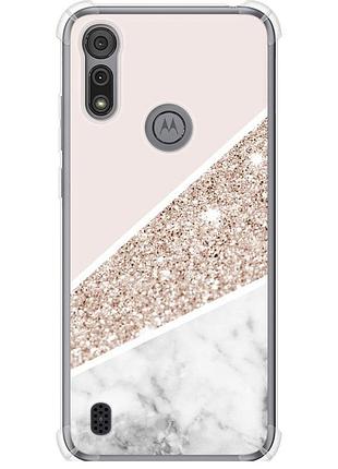 Чехол силикон с усиленными углами на телефон motorola e6s пастельный мрамор "4342sp-2001-58250"