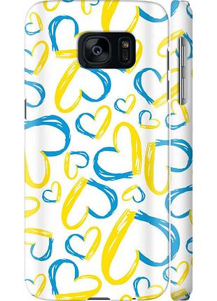 Чехол 3d пластиковый матовый патриотический на телефон samsung galaxy s7 g930f сердца ua "5292m-106-58250"