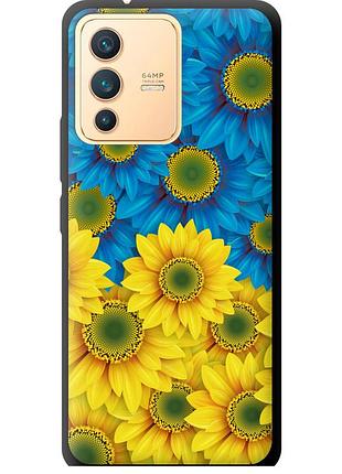 Чехол tpu патриотический на телефон vivo v23 жёлто-голубые цветы "1048b-2642-58250"