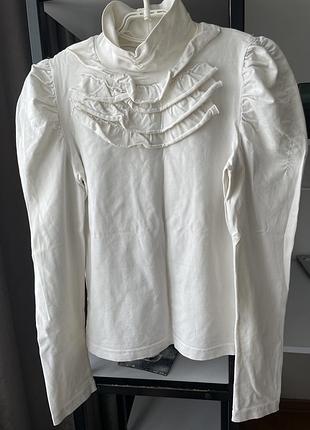 Нарядний лонгслів для дівчинки нарядна блузка молочного кольору блузка для дівчинки підлітка нарядна водолазка для дівчинки нарядний гольф для дівчини