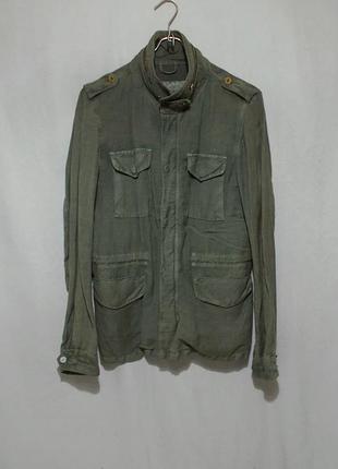 Нова м'яка куртка льон-віскоза хакі 'closed' 44-46р