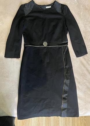 Чорна сукня behcetti з атласними вставками та блискавкою, розмір l (48)