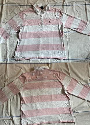 Gant woman рожево-біле смугасте поло xxl/oversize