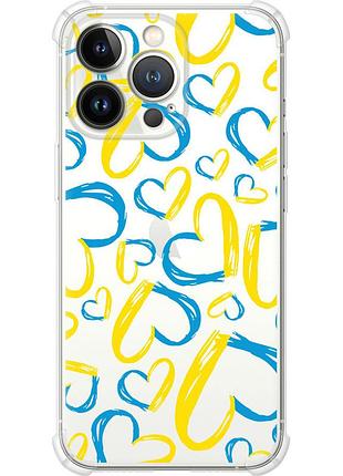 Чохол силіконовий протиударний с посиленими кутами патріотичний на телефон iphone 13 pro серця ua "5292sp-2372-58250"