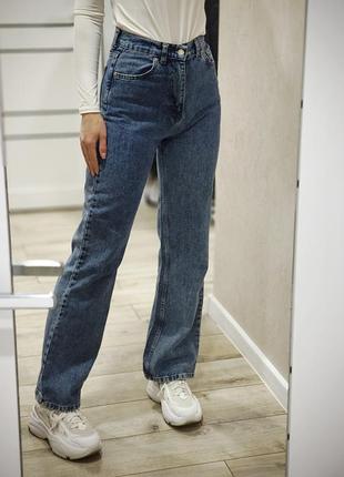 Джинсы клеш wide leg синие