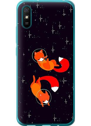 Чохол силіконовий на телефон xiaomi redmi 9a лисички в космосі "4519u-2034-58250"