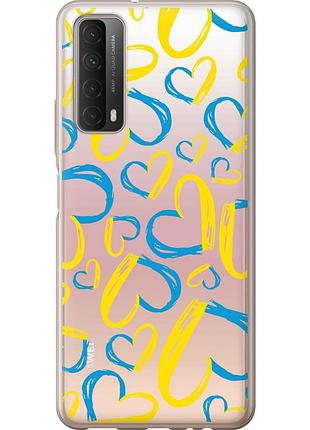 Чехол силиконовый патриотический на телефон huawei p smart 2021 сердца ua "5292u-2100-58250"
