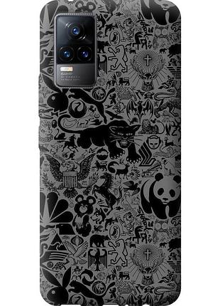 Чохол силіконовий на телефон vivo v21e чорно-сірий стікер бомбінг "2432u-2375-58250"