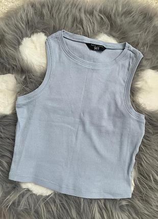 Блакитний топ у рубчик / базова майка с-м