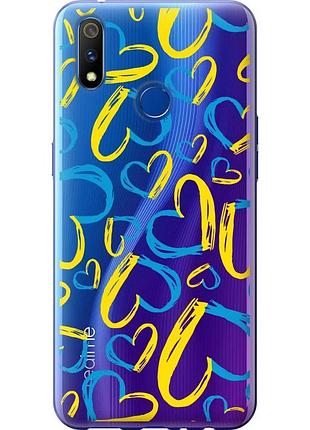 Чехол силиконовый патриотический на телефон realme x lite сердца ua "5292u-2030-58250"