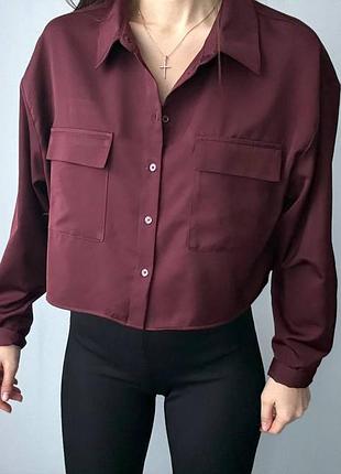Красива бордова сорочка, стильна сорочка бордового кольору, трендова бордова сорочка, стильна сорочка бордо, трендова сорочка
