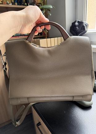 Сумка шкіряна хакі 3