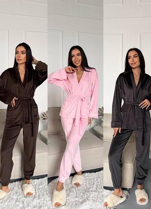 Женский домашний велюровый костюм, четыре разных цвета.
