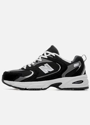 Мужские кроссовки new balance 530 black grey whitequess черного с серым и белым цветами