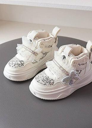 Хайтопы 115, р.22,28,29,30, кожа pu+текстиль, молоко