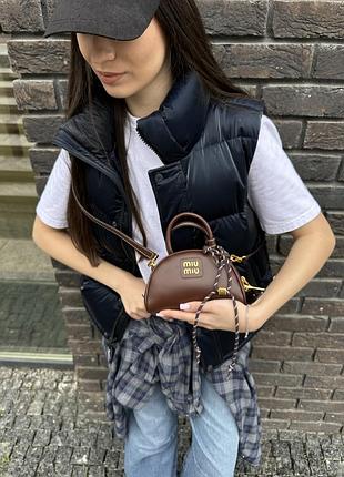 Сумочка leather top-handle bag brown🤎