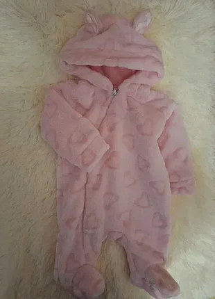 Мягкий плюшевый розовый комбинезон для младенцев