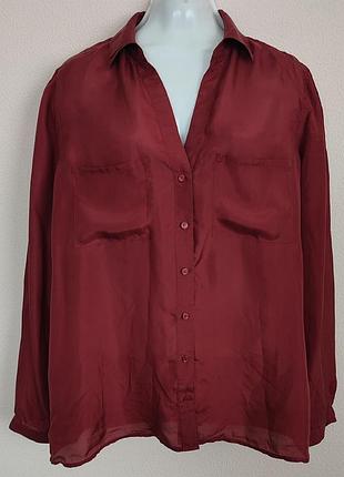 Элегантная шелковая блуза-рубашка от испанского бренда massimo dutti в благородном цвете.