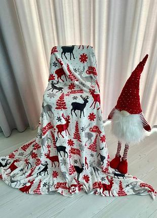 Плюшевый новогодний плед “marry christmas” - теплый мягкий плед 150х200 | 200×230