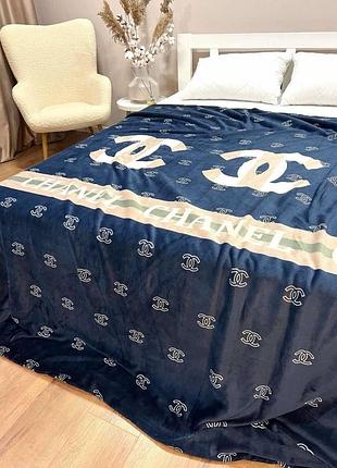 Двусторонний плед «chanel» синий – элегантность и уют в одном изделии. 180×220 см