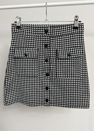 Чорно-біла міні-спідниця у стилі "гусяча лапка"