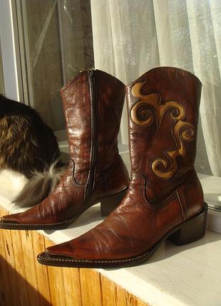 Італійські шкіряні казаки з хутром, ковбойські чоботи