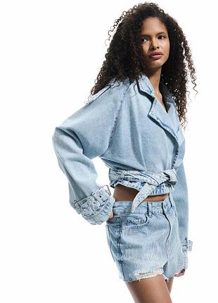 Стильний джинсовий піджак джинсова куртка вільна пряма укорочена