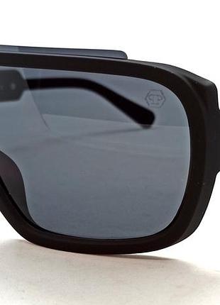 Очки маска унисекс солнцезащитые модные черные