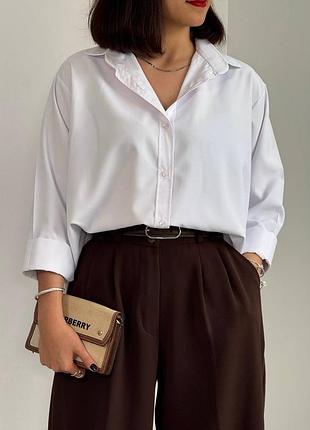 Жіноча сорочка рубашка базова вільного крою оверсайз