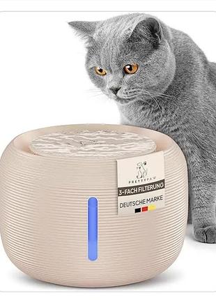 Фонтан поилка для котов и мелких домашних животных с фильтром и подсветкой