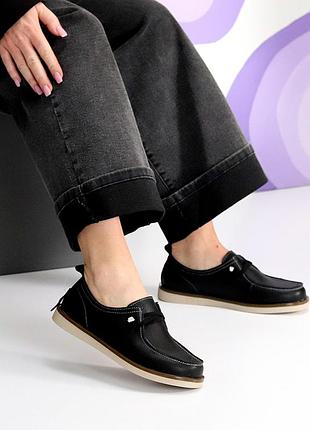 Мокасины женские кожа черные 26484