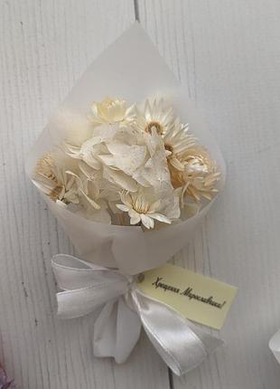 Мини букеты комплименты на крестины из сухоцветов