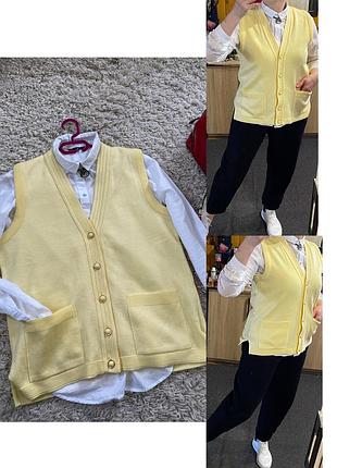 Актуальний вʼязаний жилет на ґудзиках в жовтому кольорі,beaumonde paris,p.12-14