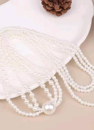 Колье длинное трехслойное 7