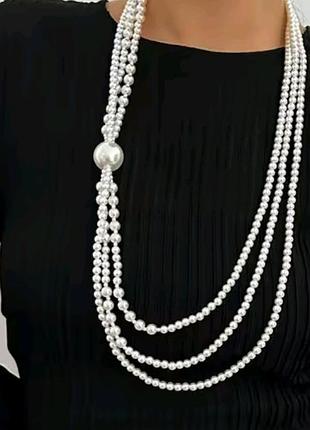 Колье длинное трехслойное 2