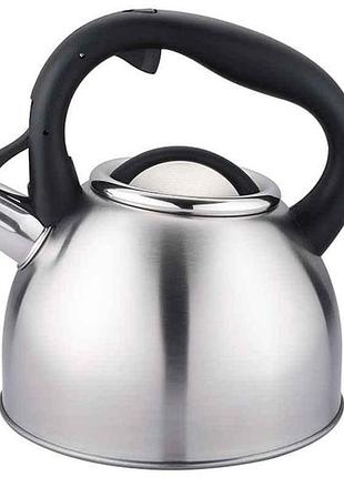 Чайник 2,5л нержавеющая сталь zb-к ( черная ручка) тм zauberg